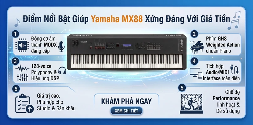 Điểm Nổi Bật Giúp Yamaha MX88 Xứng Đáng Với Giá Tiền